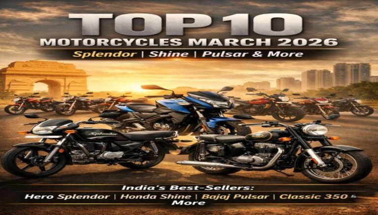 Top 10 Motorcycles March 2026 — Splendor, Shine, Pulsar & More Rule India’s Roads