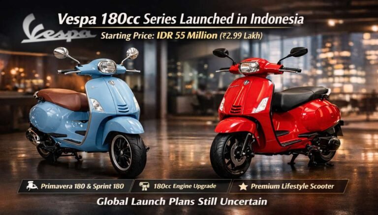 Vespa Launches New 180cc Scooter Range in Indonesia, Prices Start at IDR 55 Million (₹2.99 Lakh)
